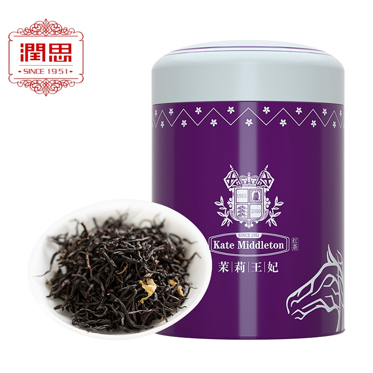 润思祁门红茶 茉莉王妃 茉莉红茶纯天然传统窨制花香茶叶80克罐装