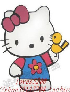 蓝色hello kitty汽车油箱盖贴纸 KT汽车车身贴纸