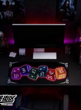 定制电竞房纹身哥特暗黑筛子骰子tatto花体字摇滚印花电脑鼠标垫