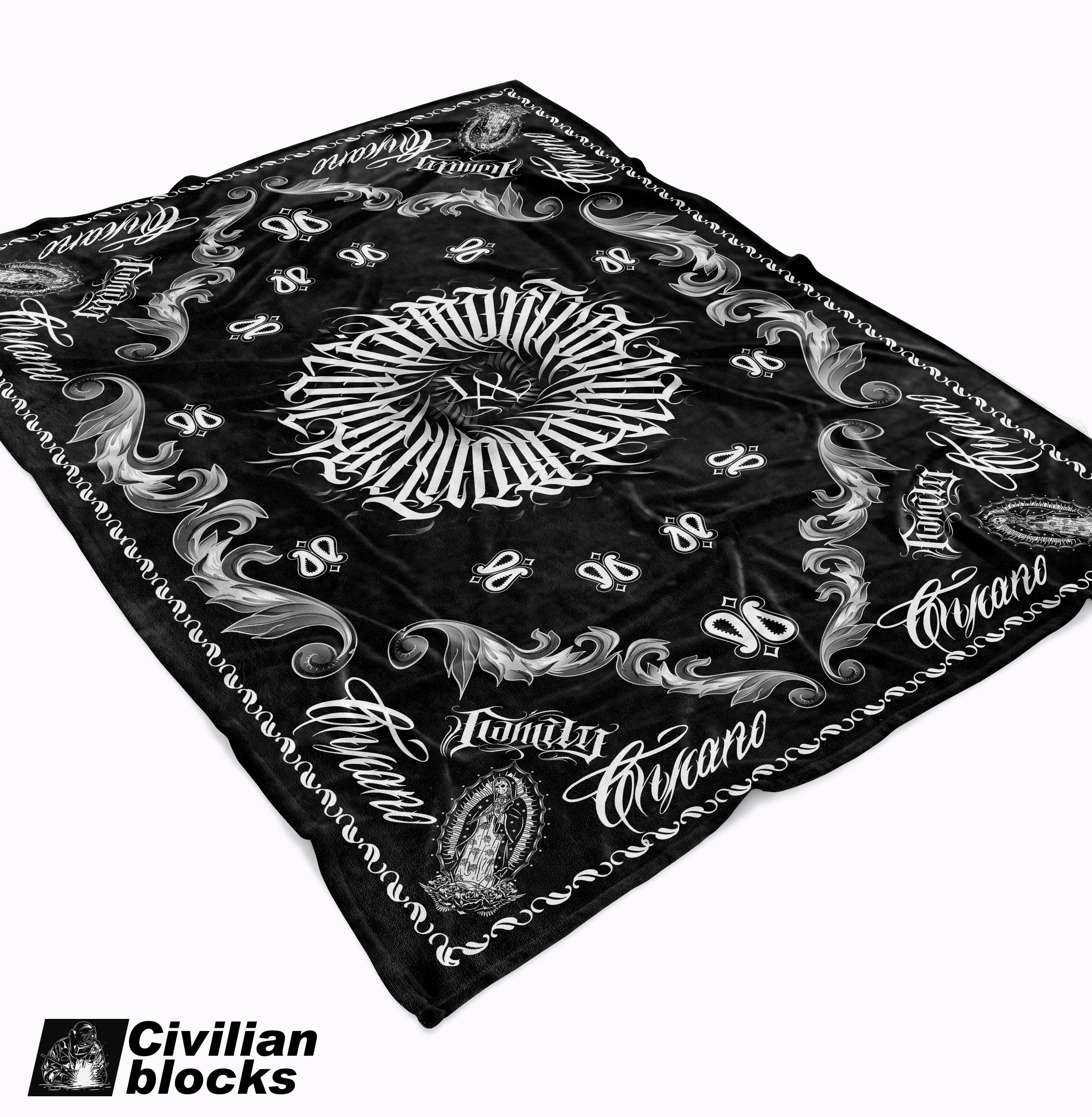 定制奇卡诺西海岸hiphop嘻哈oldschool腰果花硬核花体字单人毛毯