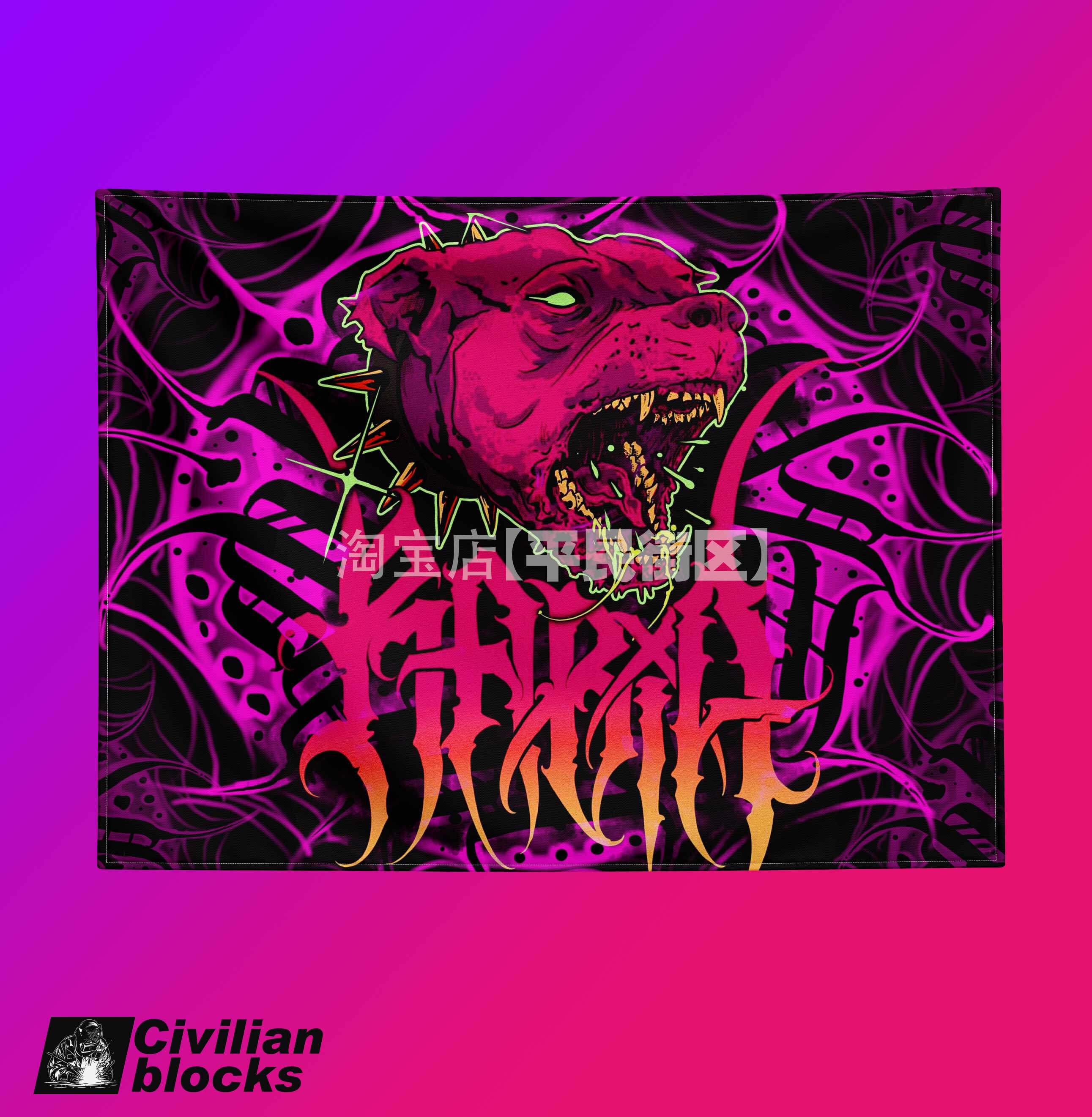 奇卡诺说唱西海岸说唱花体字匪帮恶霸犬直播哥特暗黑hiphop背景布