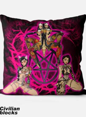 定制纹身tattoo性感辣妹暗黑女巫olds chool花体字说唱抱枕