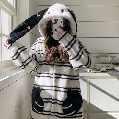 新款冬季高级感毛茸茸睡袍