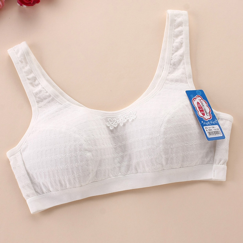小背心式无海绵运动薄款少女文胸青春发育期纯棉无钢圈学生内衣女