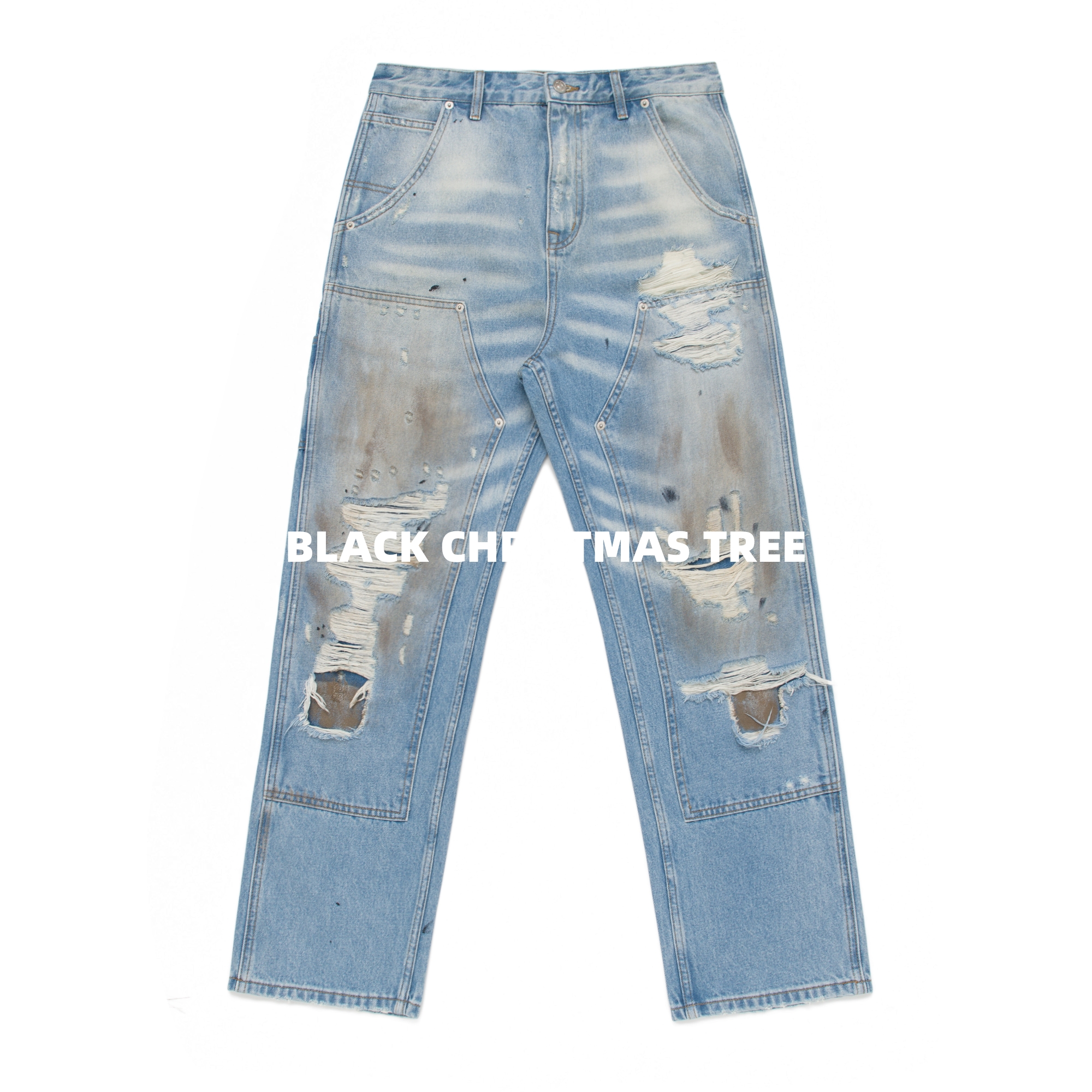 【独家重磅】MM6泥染破坏牛仔裤