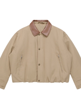 黑色圣诞树AC风格复古美式巴恩风老钱简约秋冬真皮翻领外套棉服