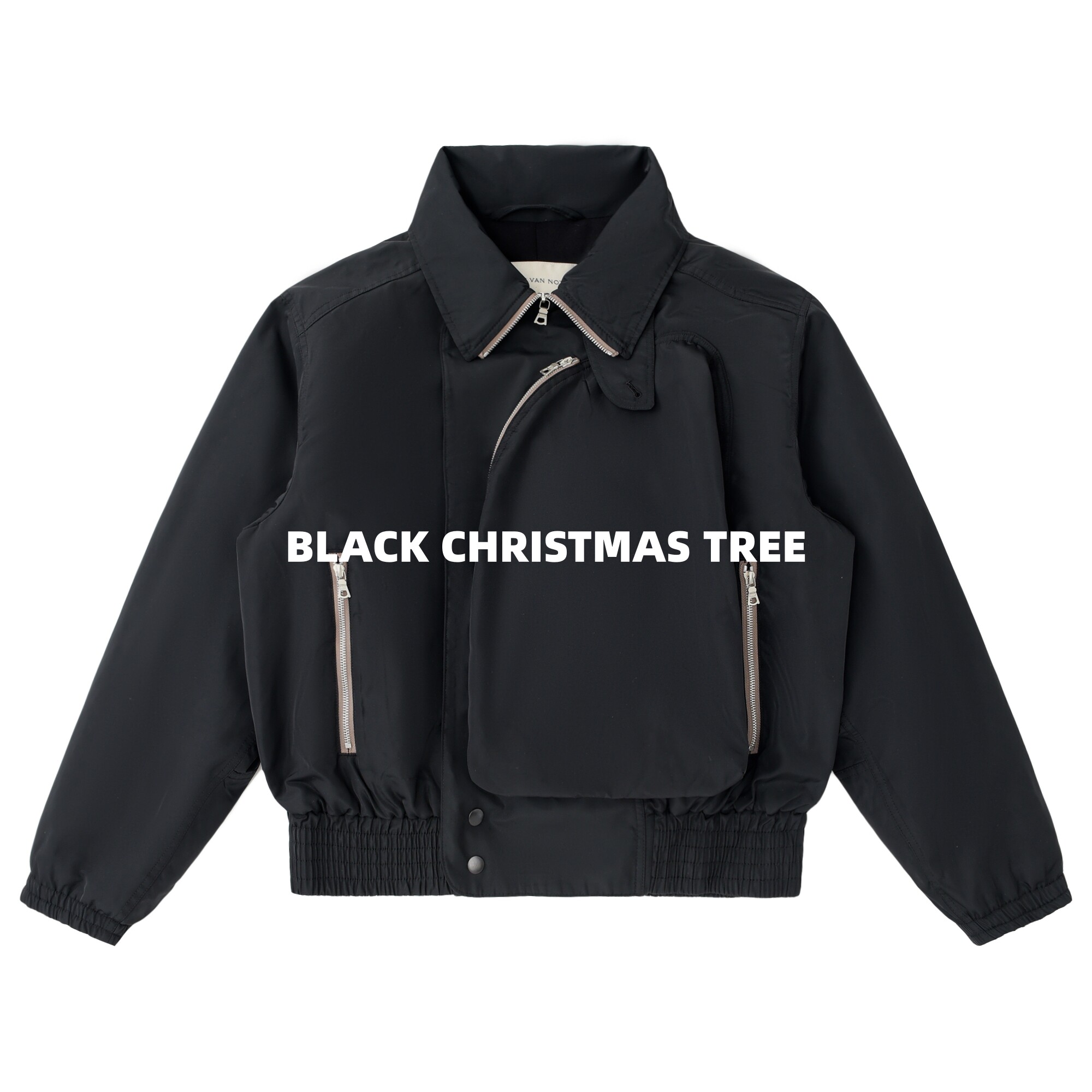 DVN24FW不规则弧形拉链夹克外套