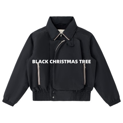 DVN 24FW重磅不规则弧形拉链三防涂层Cleanfit尼龙夹克棉服外套