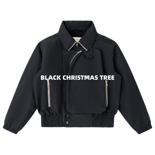 DVN24FW不规则弧形拉链夹克外套