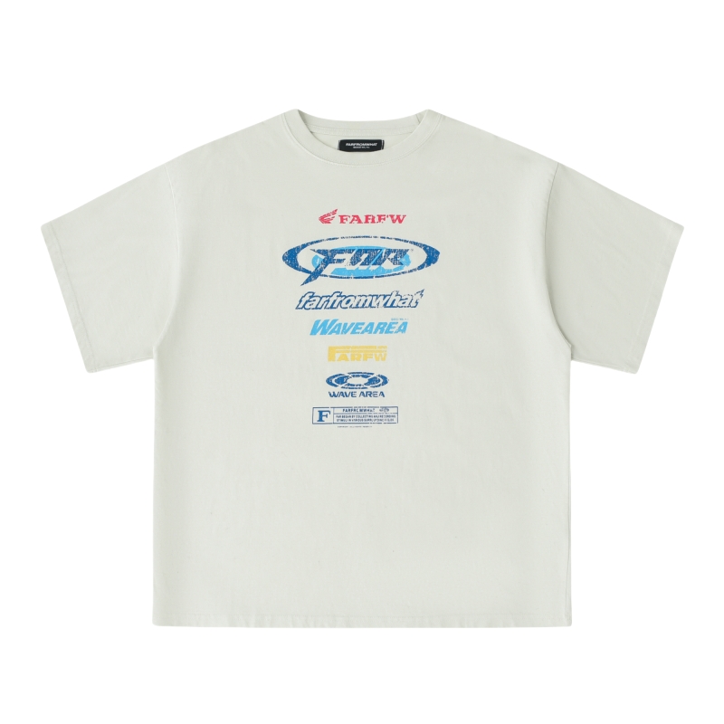 FARARCHIVE弹幕徽标水洗T恤短袖