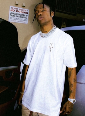 TRAVIS SCOTT Cactus Jack基础纯色百搭休闲潮流宽松全棉短袖T恤