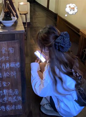 韩系扁头百搭小野氛围波点蝴蝶结抓夹鲨鱼夹半扎发夹气质发饰头饰