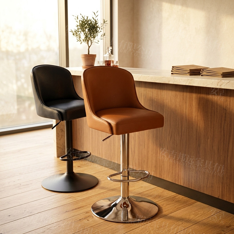 轻奢吧台椅北欧高脚凳子简约酒吧椅前台收银靠背椅吧台凳高吧椅
