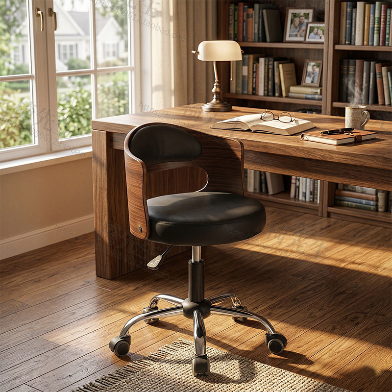 实木小巧电脑椅子简约书桌学生升降椅书房椅家用靠背美容美甲转椅
