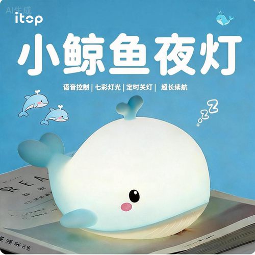 鲸鱼硅胶拍拍小夜灯护眼喂奶