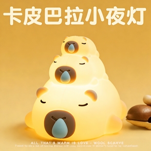 卡皮巴拉小夜灯生日礼物送女生可爱创意实用伴睡灯卧室硅胶拍拍灯
