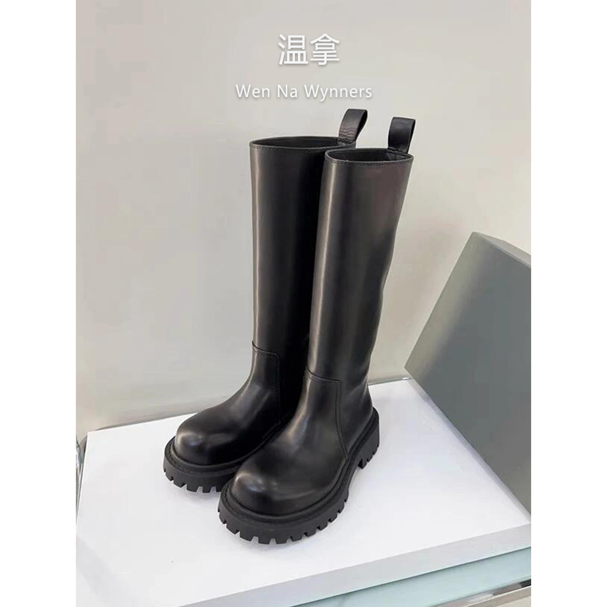 复古骑士靴厚底真皮长靴