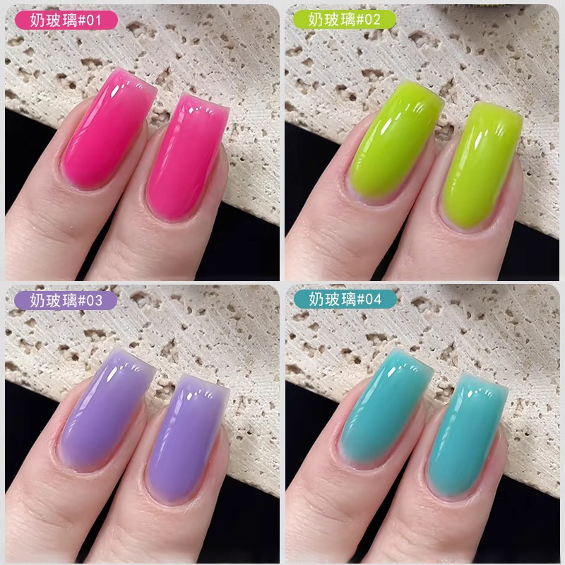 奶玻璃硬糖系列8色网红爆款马卡龙糖果色指甲油胶2025年新款美甲