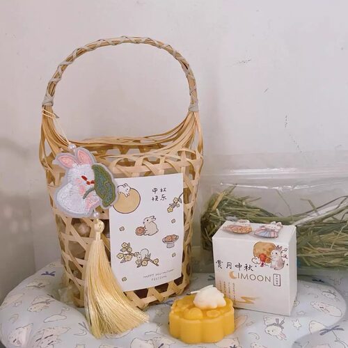 2026新中式草编手提篮中秋节礼品月饼蛋黄酥包装盒田园风员工送礼