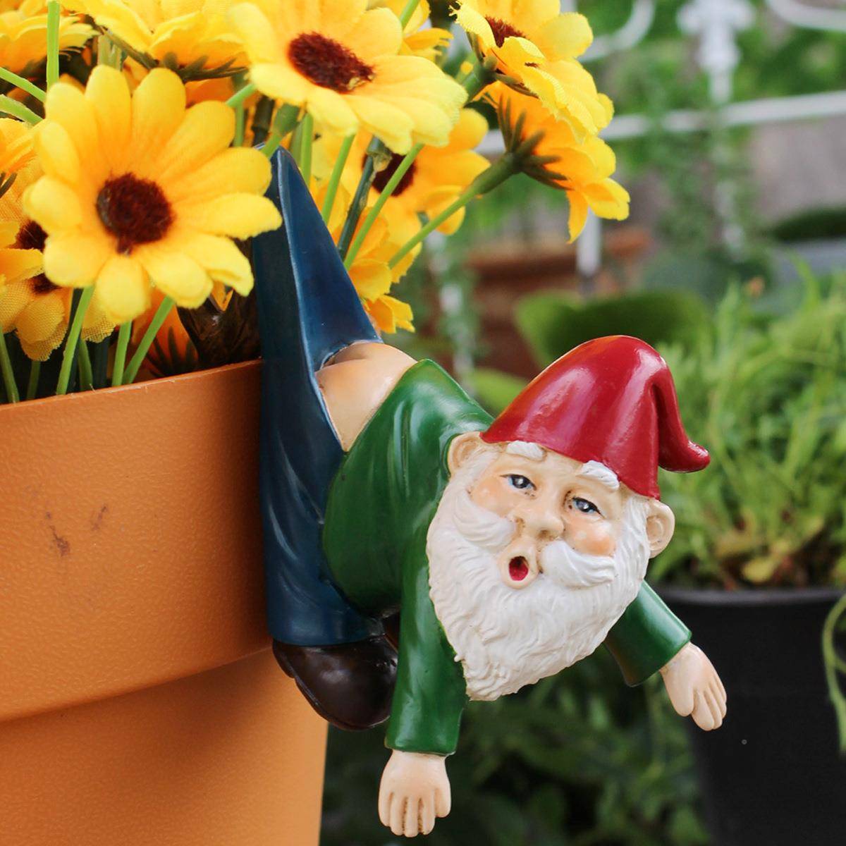 趣味小矮脂花人盆边缘挂件雕户外花园盆景像装饰造景树other工艺