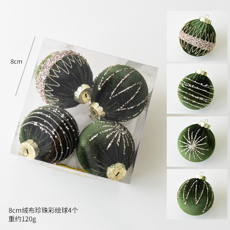 圣NUCHI圣诞装饰品绒布诞节圣诞装饰NUCHI彩球吊球圣球诞树挂件