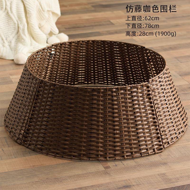 款圣诞树座围栏方形手工编底织圣篮子新ins诞树脚装饰寻木品摆件
