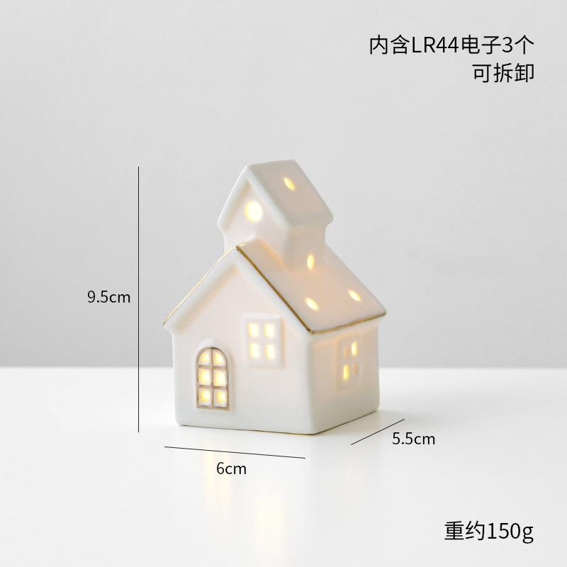 NUCHI圣诞树房子雪陶瓷NUCHI/诺摆件创意发光房子雪小场布景屋置