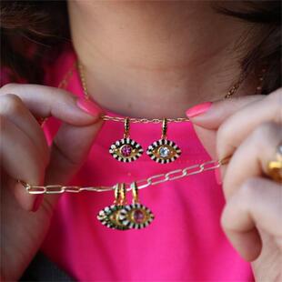 钛彩色生活恶魔之眼吊项邪眼眼球项链链个坠GGJ性in钢s千禧风项链