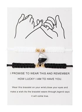 新款爱心编织爱心磁吸手链套装百搭情侣闺蜜手链送礼饰品