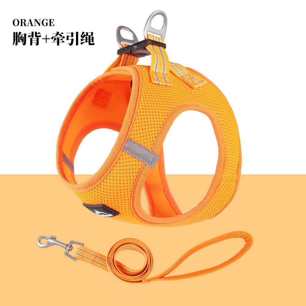 猫咪牵 引绳狗胸背带小型透犬气网布猫无绳子猫宠物用品