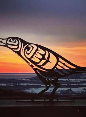 鸦Native tee Cut Raven lwith BSerry金属乌桌面摆BYH件吉祥鸟