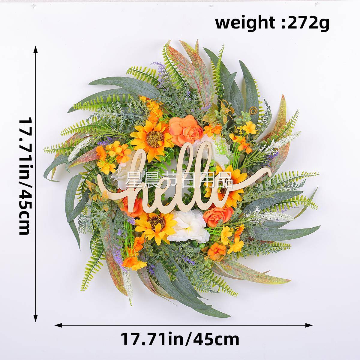夏季门前花环尤加利彩色花圈太阳花玫瑰门挂独立站新品