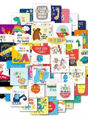 60张 Sc无品牌\/hool Luhnc BoxNotes可爱鼓励便笺卡可手写儿童餐