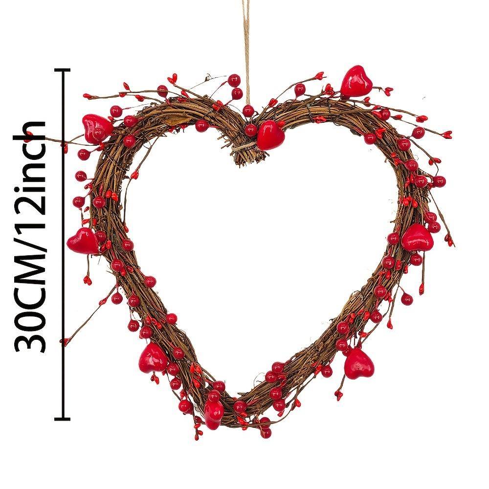 QDO28mc爱心圈花环情人门挂节装饰 红心藤壁挂装饰