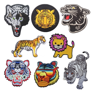 动物头像刺绣布贴老虎狮子狼士气章DIY手工贴7/1服装帽子可缝可烫