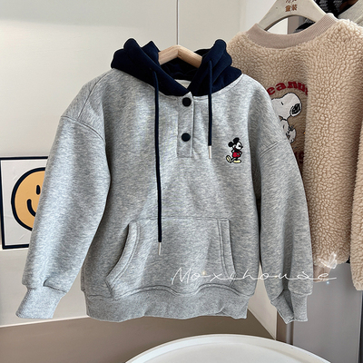 儿童冬季加绒加厚一体绒卫衣潮