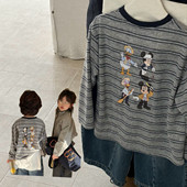 洋气卡通t恤 卫衣打底衫 魔西童 好质感中大童儿童纯棉条纹柔软长袖