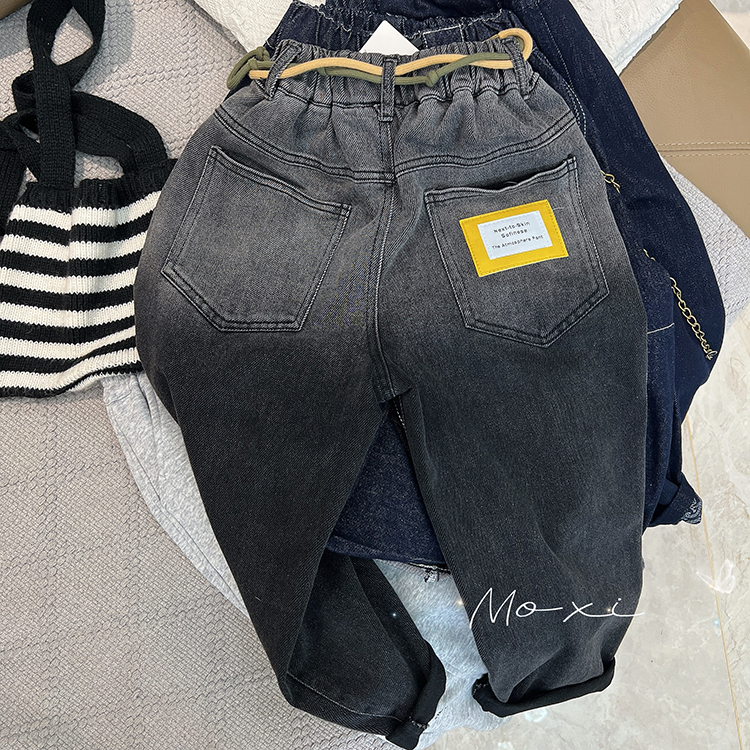 儿童宽松直筒牛仔长裤潮