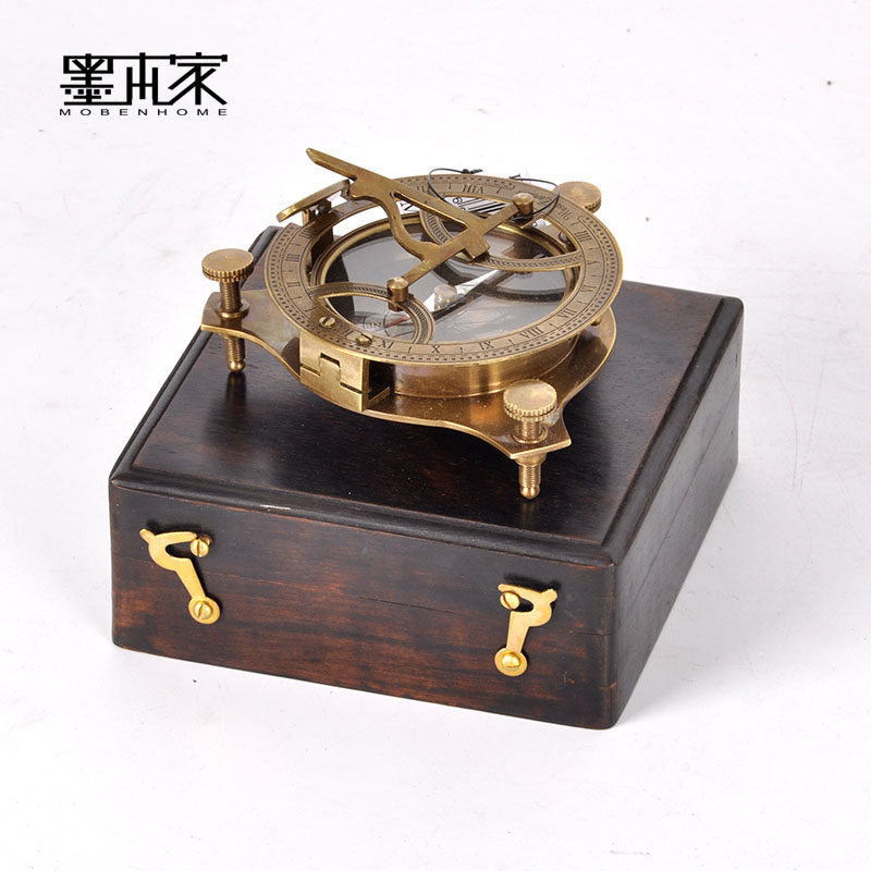 印度进口纯手工黄铜怀旧电影日晷