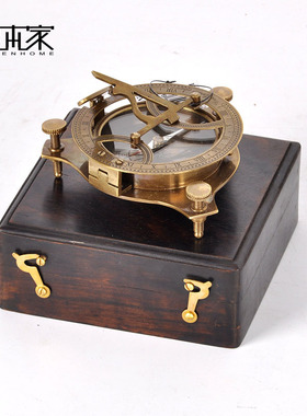 印度进口纯手工黄铜怀旧电影日晷