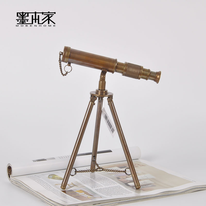 印度全铜望远镜复古书房别墅软装
