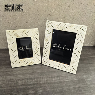 印度进口牛骨拼接6寸7寸照片白色相框摆台婚纱照高级感桌面摆件