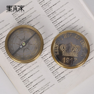 印度进口纯铜加勒比海盗罗盘户外登山指南针复古怀旧送礼软装摆设