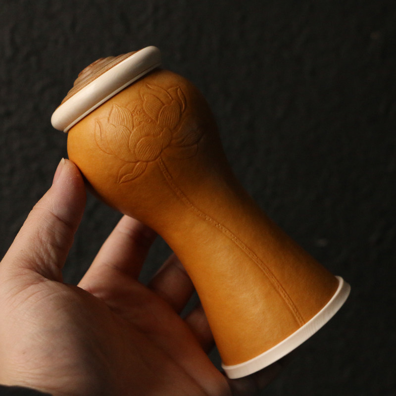 一物一拍葫芦压花仿牙海派精工制作茶道茶叶罐茶仓文玩收藏把件