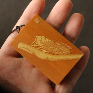 十几年老玉竹东阳名家戚挺飞本工精工留青雕刻手牌46竹牌把件竹雕