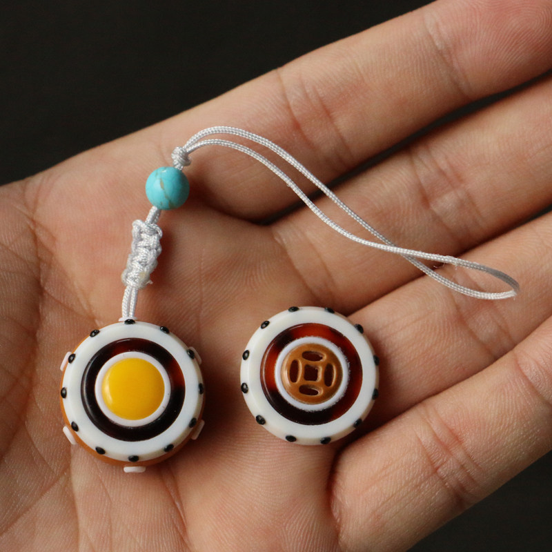 沪上海派精工制作镶嵌鹿角老葫芦小香囊直径2.3厘米文玩配饰挂件