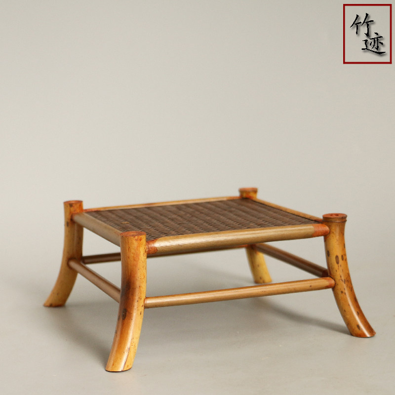 梅鹿竹纯手工制作席面兰花架壶承展示架小花架小花几竹迹茶具装饰