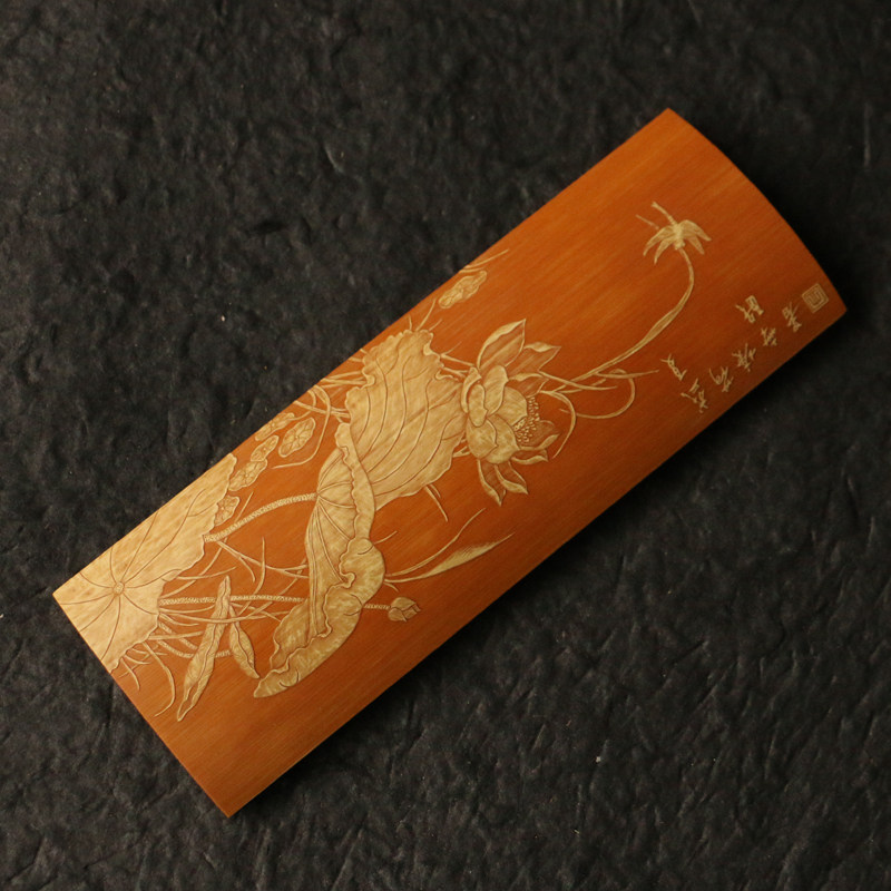 十几年玉竹老料东阳名家裘立刚本工精工留青雕刻茶道茶则赏茶荷竹