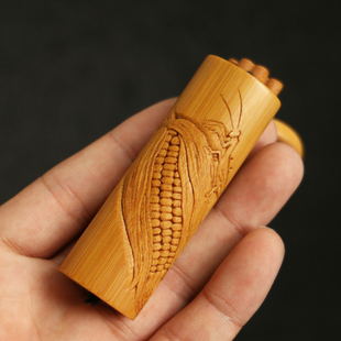 实心竹老料玉竹“金玉满堂”东阳名家邱书文本工阴刻文玩手把件竹