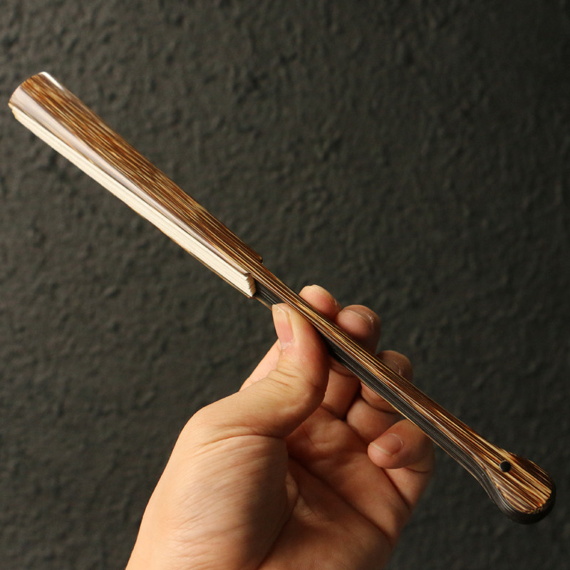 浙派安吉名家王光林监制金丝竹老料铲子8寸文人折扇竹扇子收藏竹